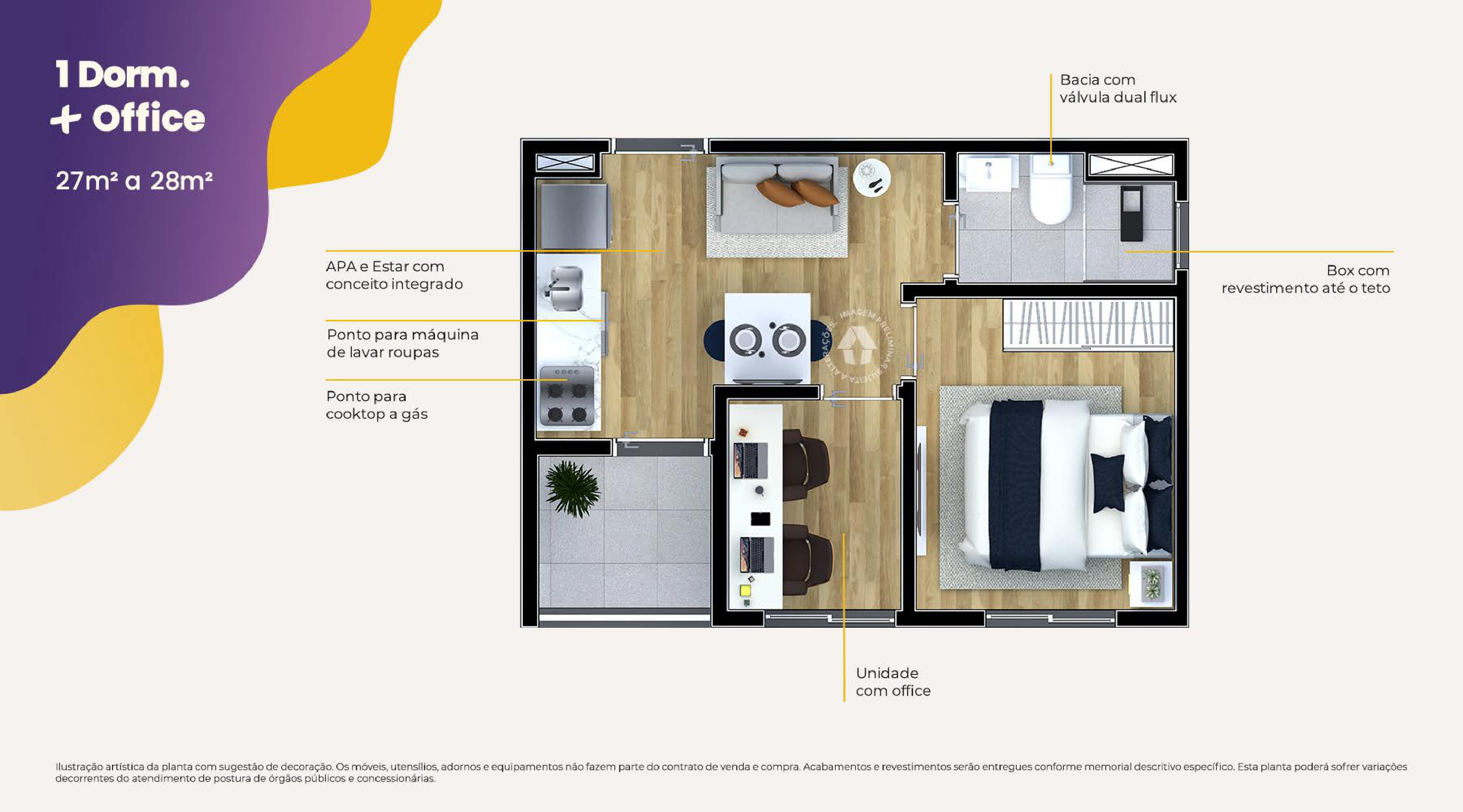 1 Dorm. + Office